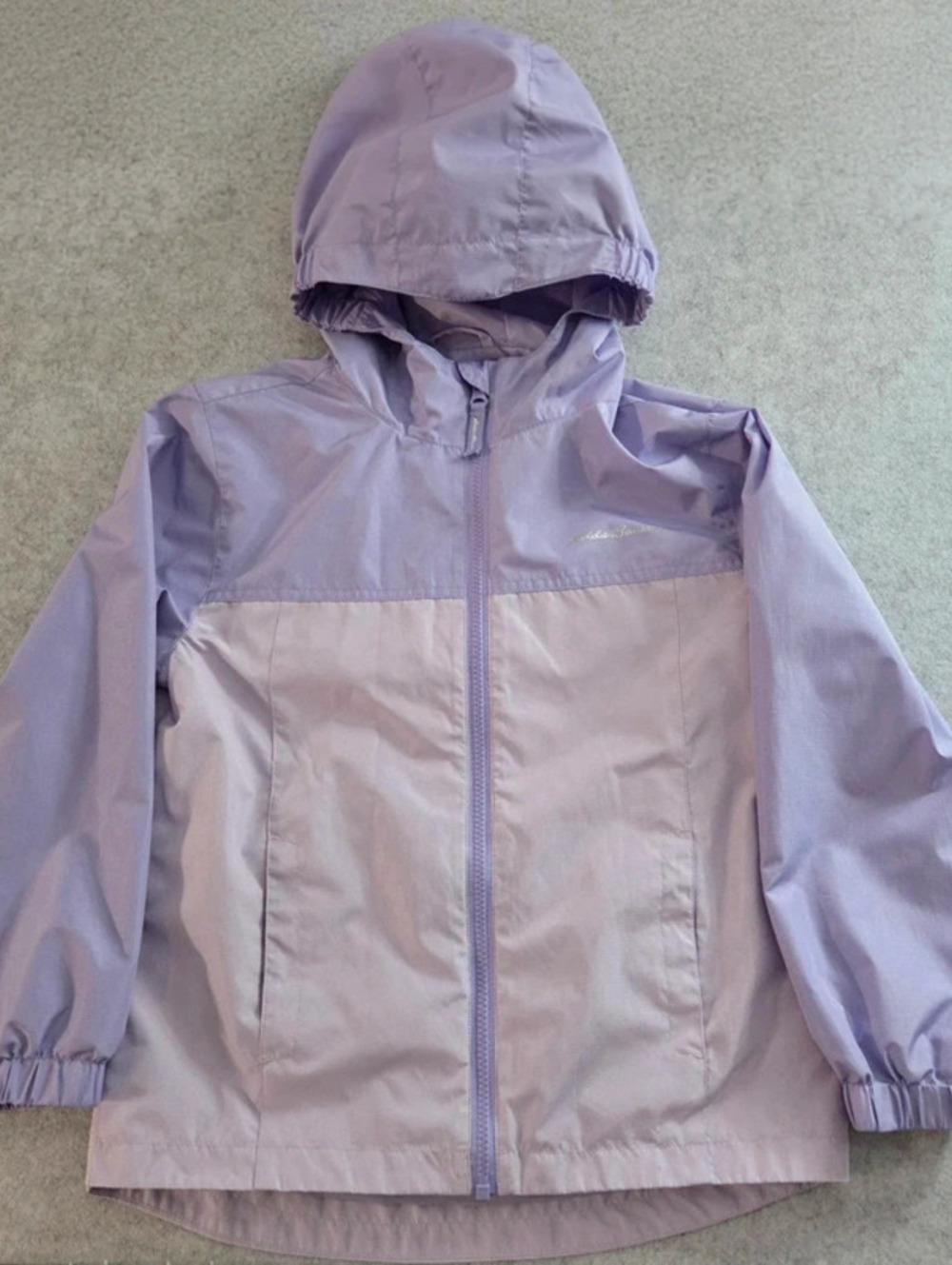 Eddie Bauer Youth Purple Colorblock Hooded Windbreaker Jacket - S